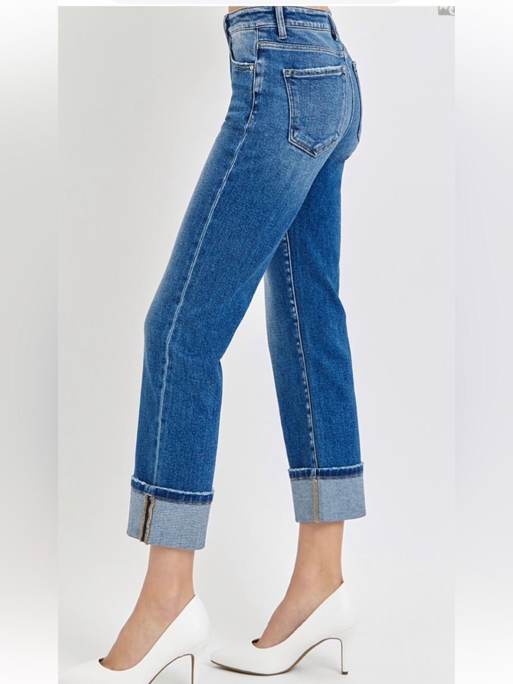 27 RISEN HIGH RISE ANKLE STRAIGHT CUFFED JEANS - Picture 2 of 3